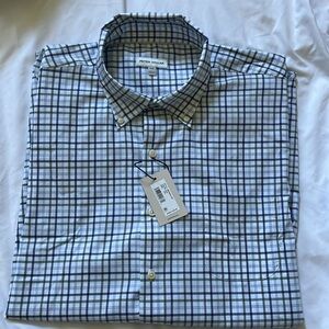 Peter Millar Men's Blue Check Cotton-Stretch Shirt XXL New with Tags